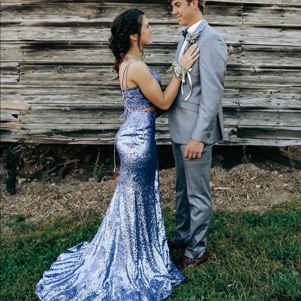 Sherri Hill Two Piece Purple/Blue Prom Dress Size 2
